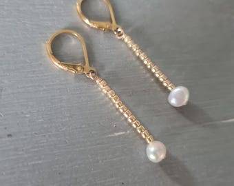 Tiny Baroque pearl earrings Gold Fill or Sterling Silver real Baroque Freshwater pearl drop earrings June Birthstone jewellery gift mum