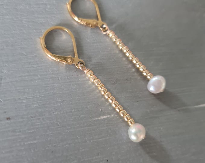 Tiny Baroque pearl earrings Gold Fill or Sterling Silver real Baroque Freshwater pearl drop earrings June Birthstone jewellery gift mum