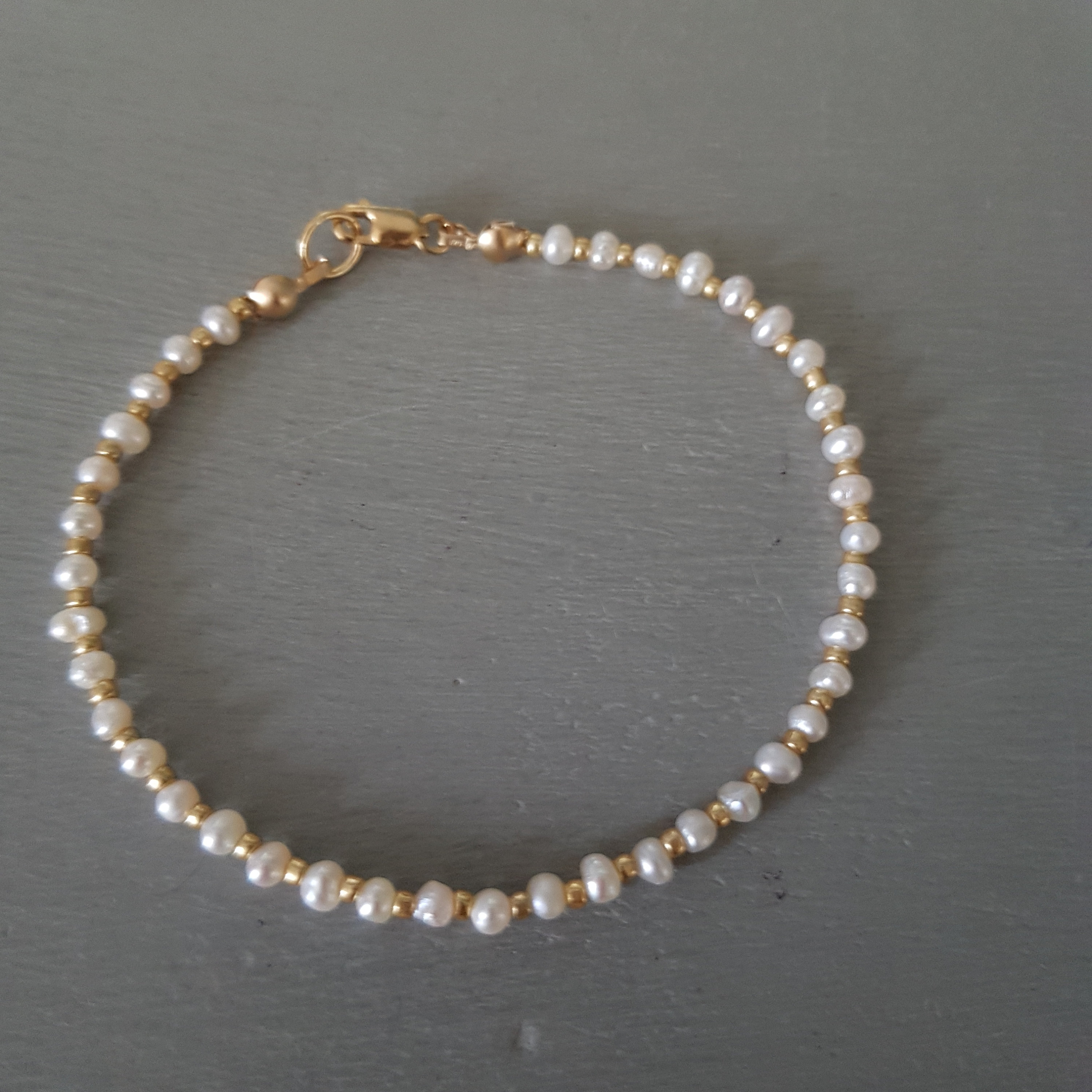 Small Freshwater Pearl bracelet 14K Gold Fill or Sterling Silver tiny