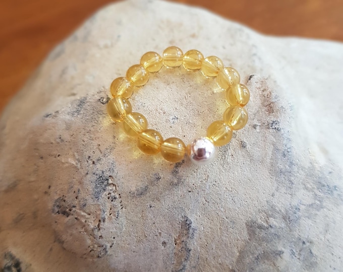 CITRINE stretch ring STERLING SILVER or 14K Gold Fill yellow gemstone bead ring stacking ring November Birthstone jewellery gift Arthritis