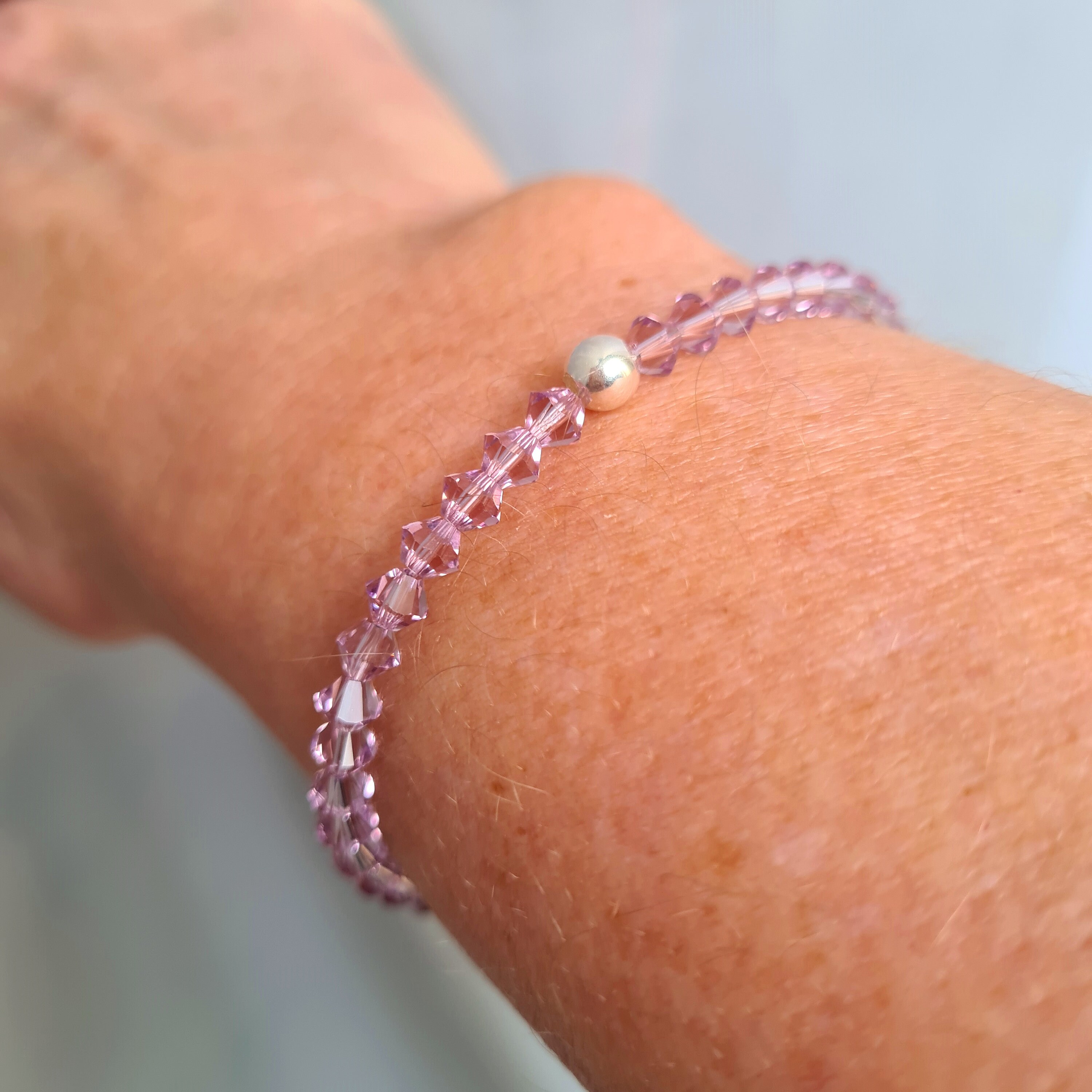 Clear Crystal Bracelet Clear Crystal Stretch Bracelet 4mm Tiny Bead Bracelet  BEADED Preciosa Crystal Jewellery Stacking Jewelry Gift 