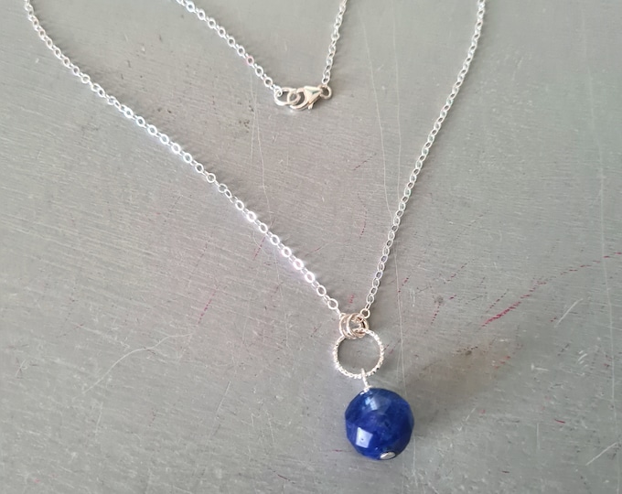 Blue Quartz necklace Sterling Silver blueberry Quartz gemstone pendant necklace choker Healing Crystal courage throat Chakra jewellery Gift