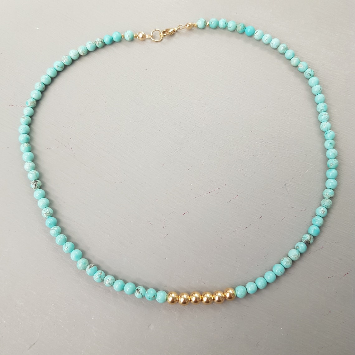 Turquoise Necklace Choker K Gold Fill Or Sterling Silver Etsy