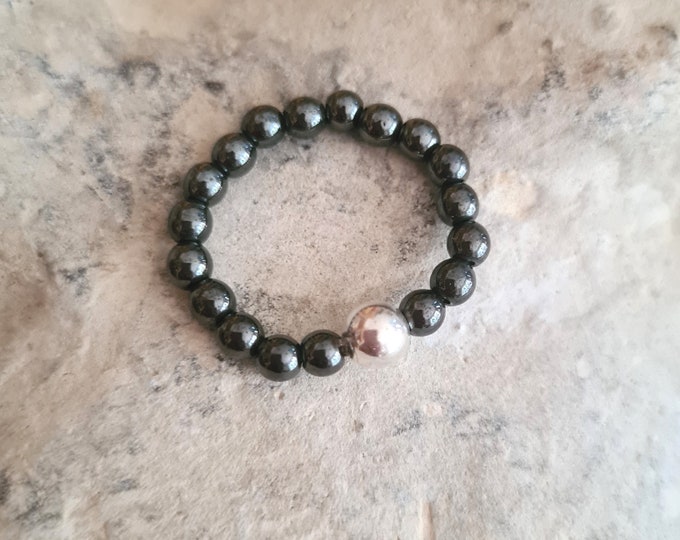 Hematite stretch ring Sterling Silver / Gold Fill 4mm black gemstone bead ring February Birthstone jewellery gift ARTHRITIS ring Root Chakra