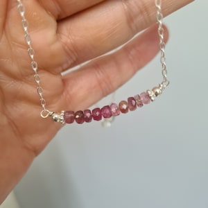 Tourmaline necklace choker Sterling Silver or 14K Gold Fill real tiny pink Tourmaline gemstone bead necklace October Birthstone jewellery