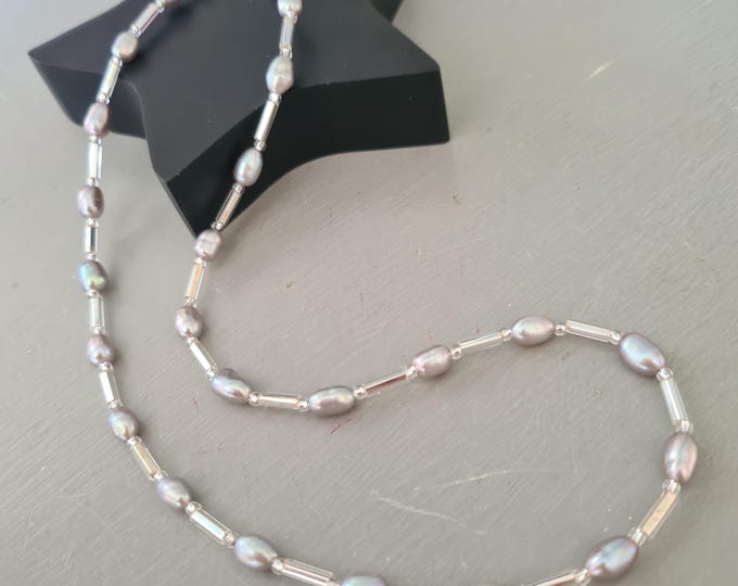 Grey Freshwater Pearl necklace choker Sterling Silver real grey pearl necklace small pearl choker June Birthstone jewellery gift anniversary