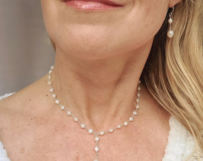 Small Freshwater Pearl necklace Sterling Silver or Gold real small white Baroque pearl necklace June Birthstone jewellery gift for her