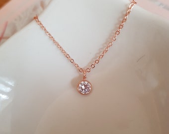 14K Rose Gold fill CZ diamond necklace choker dainty minimalist Jewellery gift for her teenage girl