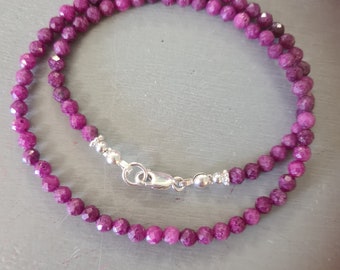 Real Ruby necklace choker Sterling Silver / Gold tiny raw red Ruby gemstone necklace July Birthstone jewellery Ruby wedding anniversary gift