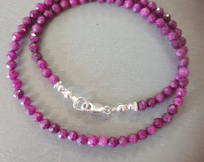 Real Ruby necklace choker Sterling Silver / Gold tiny raw red Ruby gemstone necklace July Birthstone jewellery Ruby wedding anniversary gift