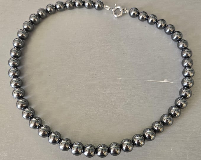 Men's Black Hematite necklace Chunky Black or silver Hematite gemstone bead necklace Root Chakra jewellery gift for men dad boyfriend