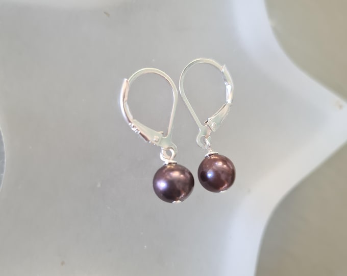 Tiny red black Freshwater pearl earrings Sterling Silver or 14K Gold Fill small Peacock pearl drop earrings real pearl jewellery gift mum