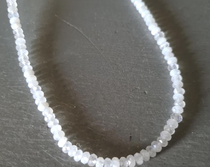 Small white Moonstone choker necklace Sterling Silver Gold Fill 4mm faceted Moonstone gemstone bead necklace June Birthstone jewellery gift