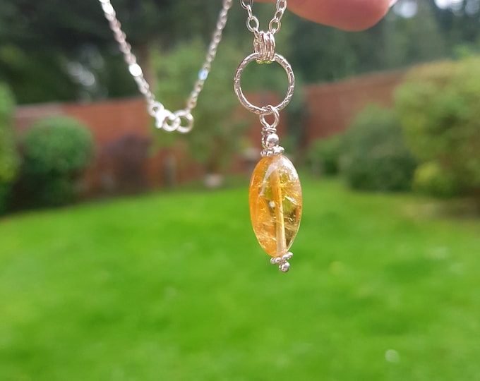 Citrine November Birthstone necklace Sterling Silver real yellow raw Citrine gemstone pendant necklace jewellery gift Chakra healing crystal