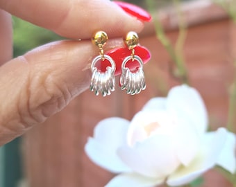 Tiny Mixed metal stud earring Sterling Silver and 14K Gold Fill studs, small  or all Silver studs minimalist jewellery gift for her girl him