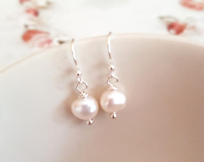 Freshwater Baroque pearl drop earrings Sterling Silver or 14K Gold Fill  simple real Baroque pearl earrings - June Birthstone jewellery gift