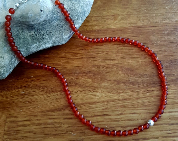 Tiny Carnelian choker necklace Sterling Silver or 14K Gold Fill red orange gemstone bead necklace July Birthstone Jewellery gift Chakra