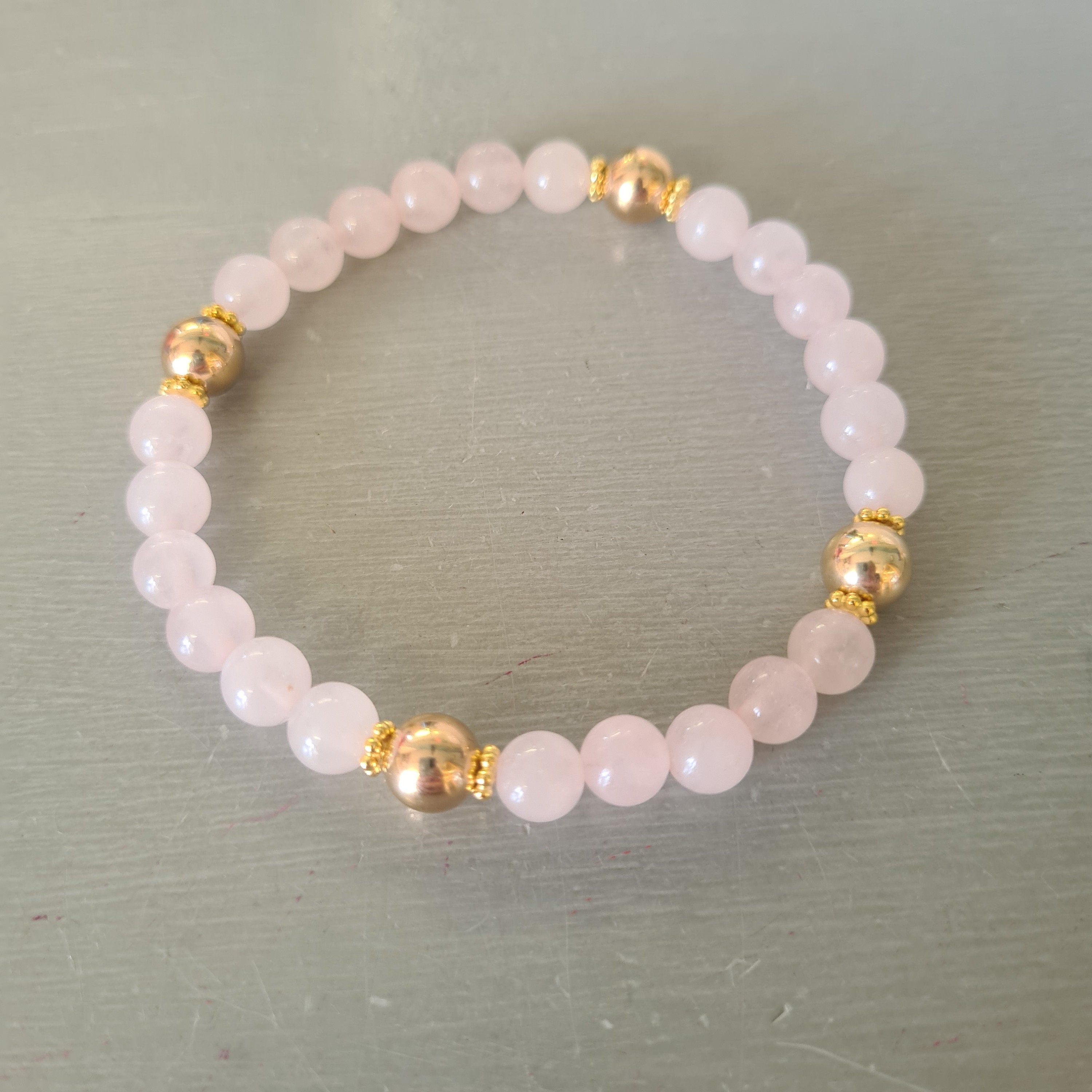 Rose Quartz stretch Bracelet Sterling Silver or 18K Gold FILL - January ...