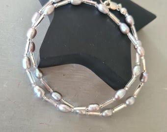 Grey or White Freshwater Pearl choker necklace Sterling Silver real pearl necklace June Birthstone jewellery gift 3rd and 30th anniversary