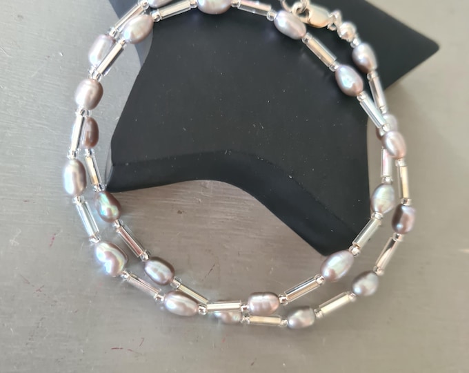 Grey or White Freshwater Pearl choker necklace Sterling Silver real pearl necklace June Birthstone jewellery gift 3rd and 30th anniversary