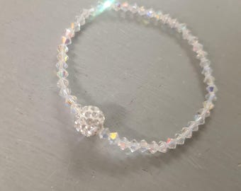 AB Crystal stretch bracelet with diamante bead tiny 4mm crystal stacking bead bracelet Glamourous Crystal jewellery gift for her girl mum