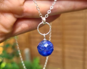 Blue Quartz necklace Sterling Silver blueberry Quartz gemstone pendant necklace choker Healing Crystal courage throat Chakra jewellery Gift