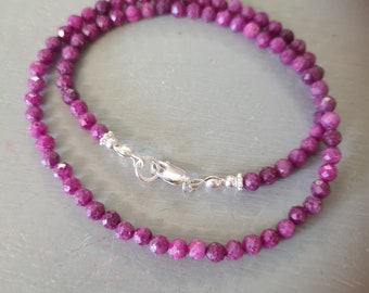 Real Ruby necklace choker Sterling Silver / Gold tiny raw red Ruby gemstone necklace July Birthstone jewellery Ruby wedding anniversary gift
