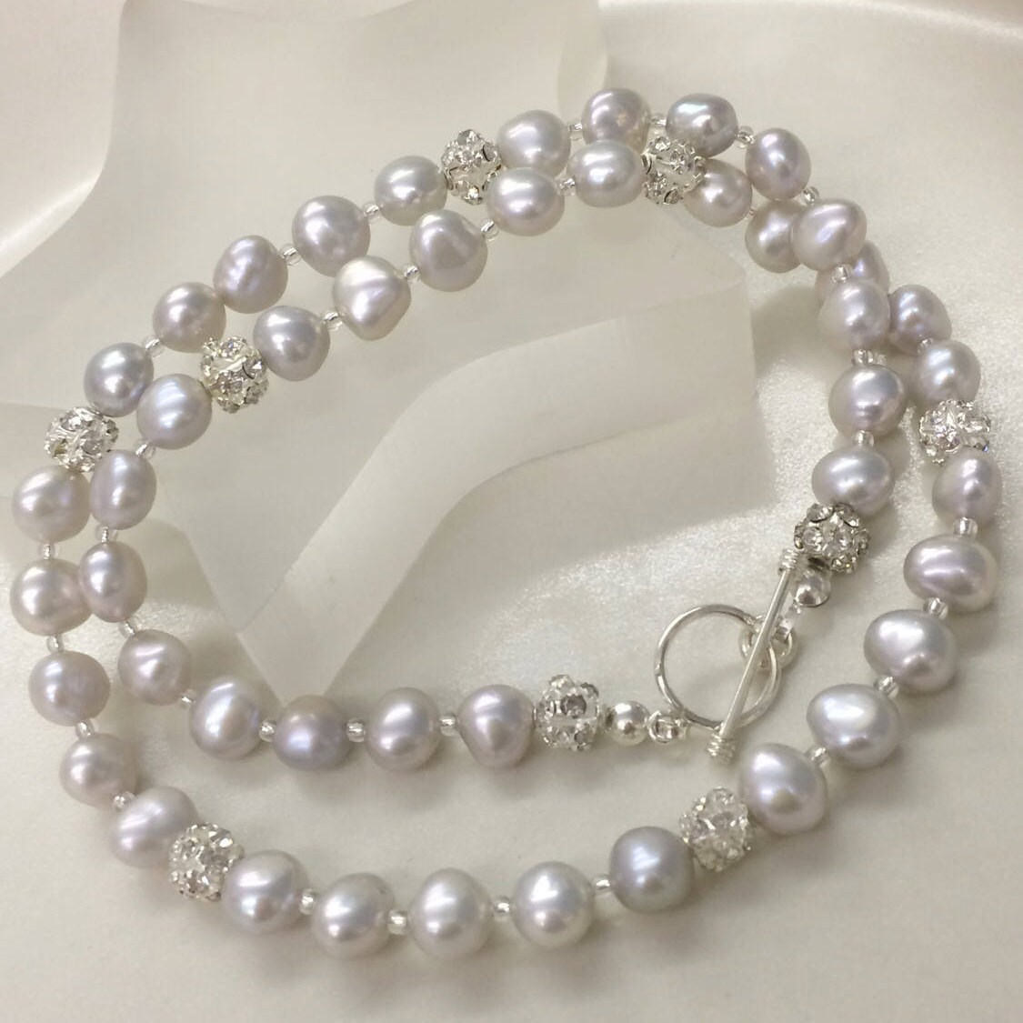 Grey Baroque Freshwater Pearl Necklace With Sterling Silver Toggle