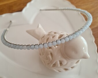 Real Birthstone headband jewellery gift Silver / Gold real 4mm gemstone bead hair accessory for girl in any Birthstone or gemstone of choice