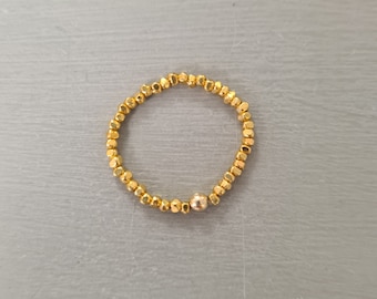 24K GOLD Vermeil STRETCH ring tiny 2mm Gold beaded ring bead stacking ring boho ring elasticated jewellery Gold jewellery Arthritis gift