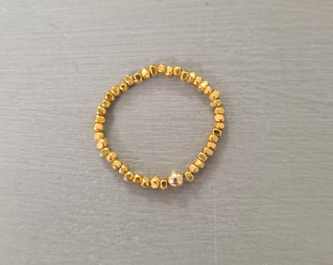 24K GOLD Vermeil STRETCH ring tiny 2mm Gold beaded ring bead stacking ring boho ring elasticated jewellery Gold jewellery Arthritis gift