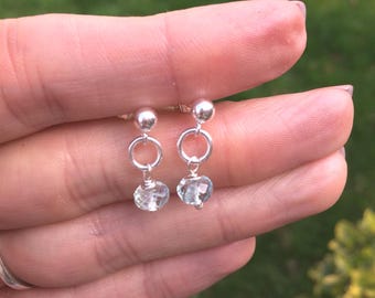 Tiny Aquamarine earrings Sterling Silver stud or Gold Fill small real Aquamarine blue gemstone studs March Birthstone jewellery gift her