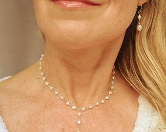 Small Freshwater Pearl necklace Sterling Silver Gold real white irregular Baroque pearl necklace June Birthstone jewellery gift anniversary