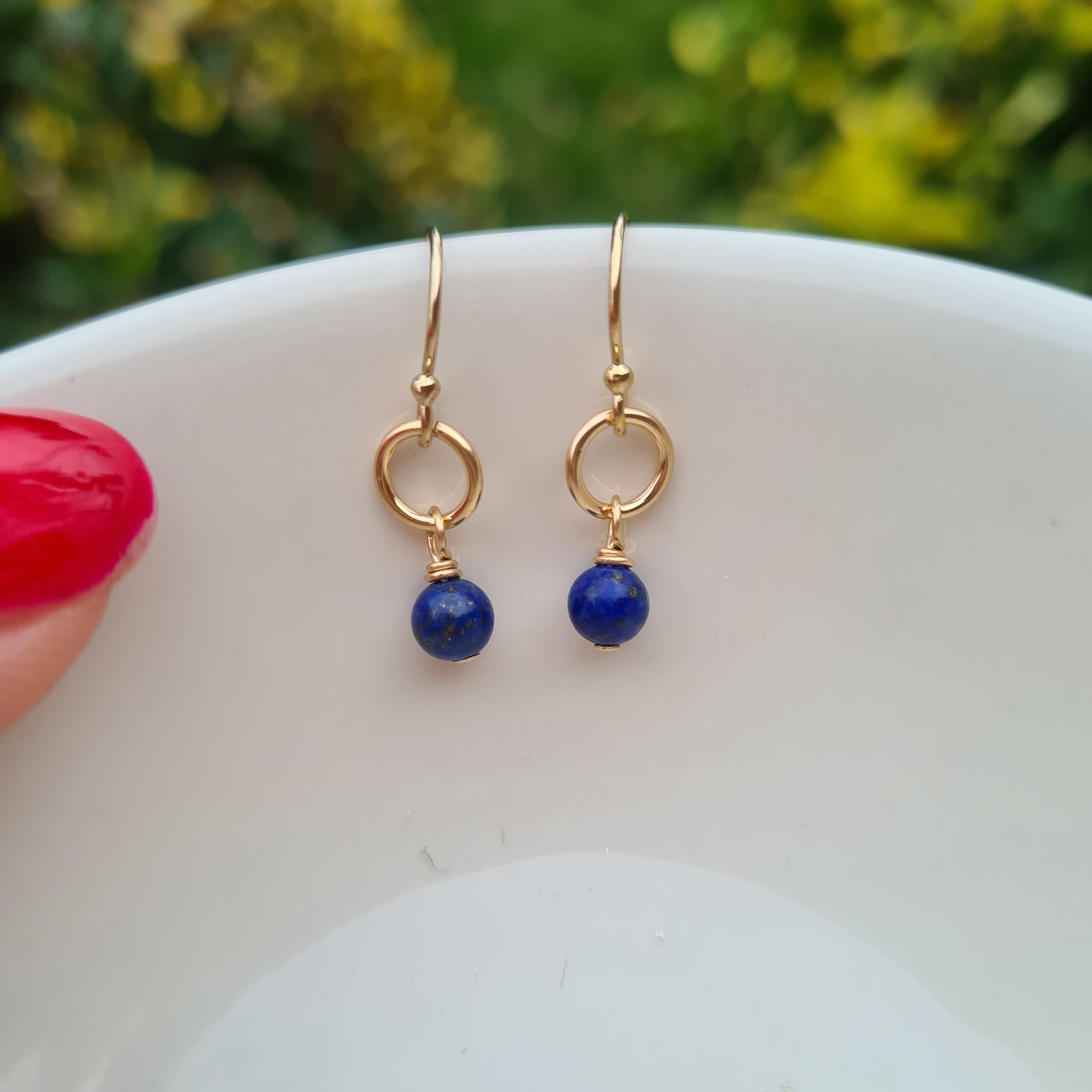 14K Yellow Gold Round Blue Lapis Lazuli 12mm Stud Earrings, SHOP NOW –  AditaJewels