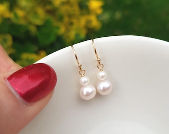 Freshwater pearl drop earrings in Sterling Silver or 14K Gold Fill pearl bridal earrings June Birthstone jewelry gift 3rd & 30th anniversary