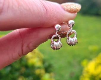 Tiny Sterling Silver studs ball and rings or 14K Gold Fill - minimalist handmade jewellery gift for girl her or him