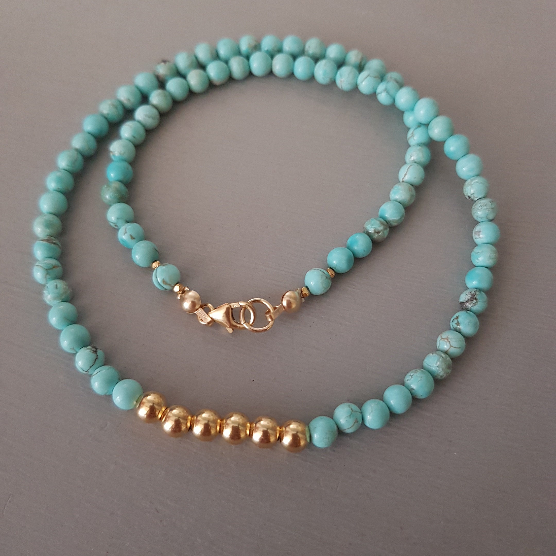 Turquoise Necklace Choker K Gold Fill Or Sterling Silver Etsy Uk