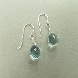 Aquamarine Quartz earrings Sterling Silver or 14K Gold Fill small blue gemstone earrings March Birthstone jewelry jewellery gift for mum her