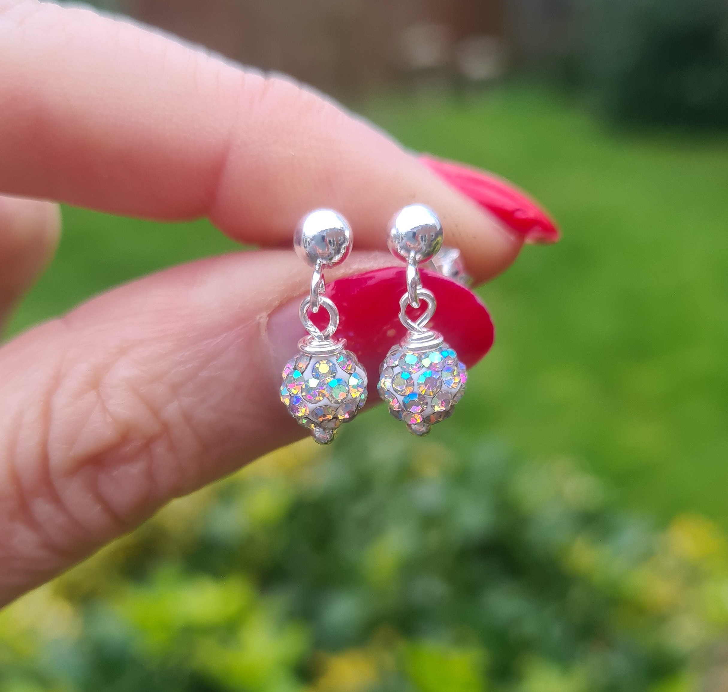 Crystal ball dangle earrings best sale