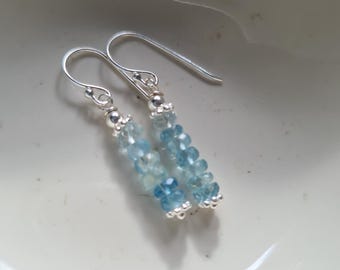Natural Aquamarine earrings Sterling Silver or 14K Gold Fill small blue faceted Aquamarine drop earrings March Birthstone jewellery gift her