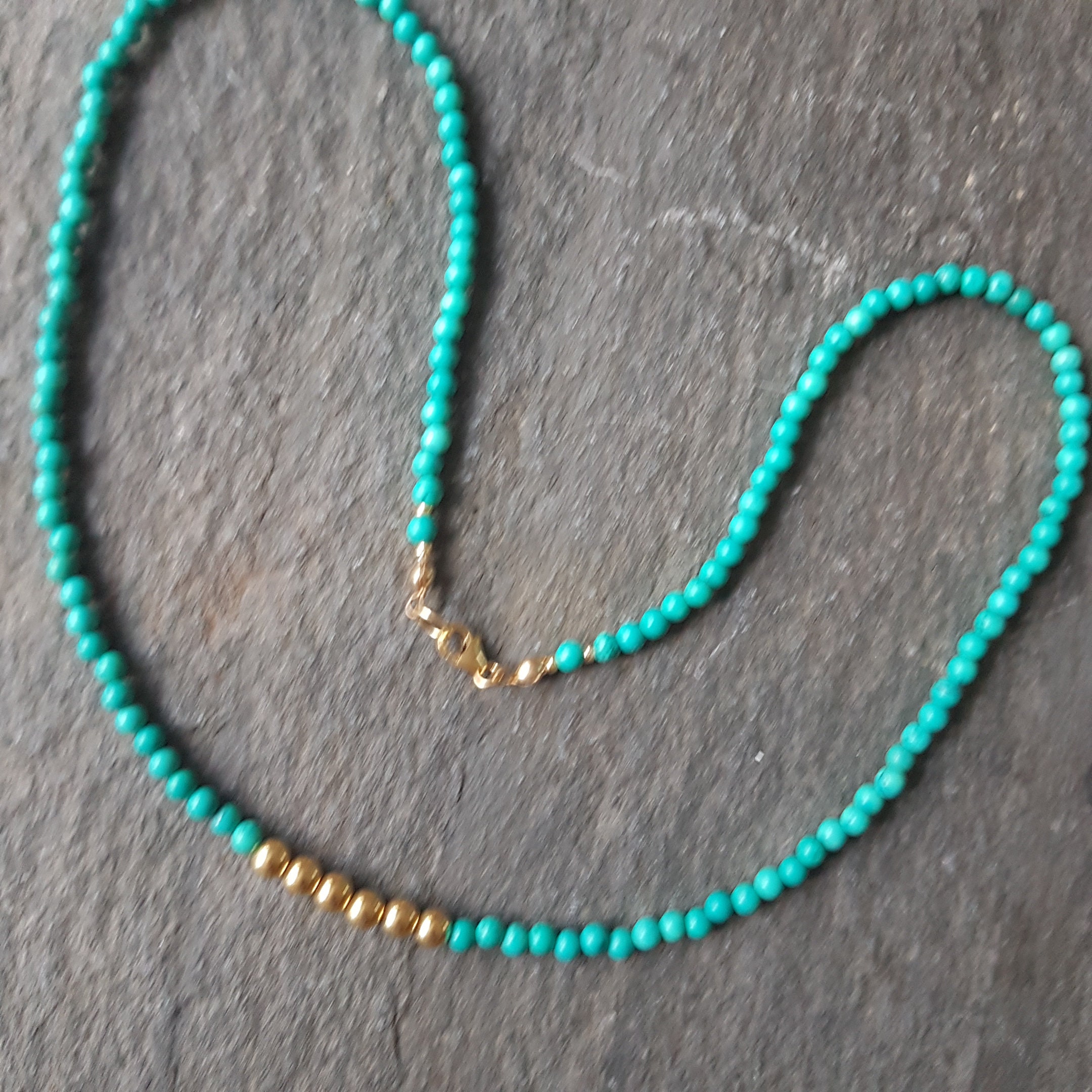 Turquoise necklace choker 18K Gold Fill or Sterling Silver real 4mm ...