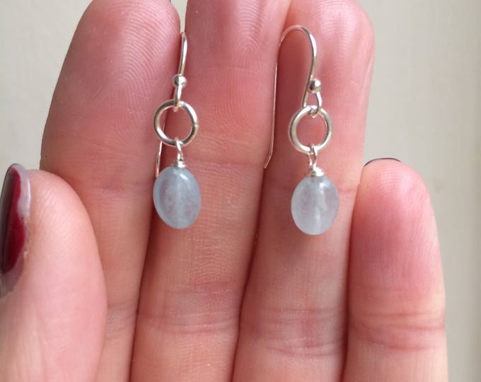 Tiny Aquamarine earrings Sterling Silver or Gold Fill tiny blue gemstone earrings March Birthstone jewellery Chakra healing jewelry gift