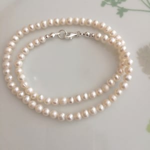 Small Freshwater Pearl necklace choker Sterling Silver or Gold Fill 5mm white AA real pearl necklace June Birthstone jewellery gift for her
