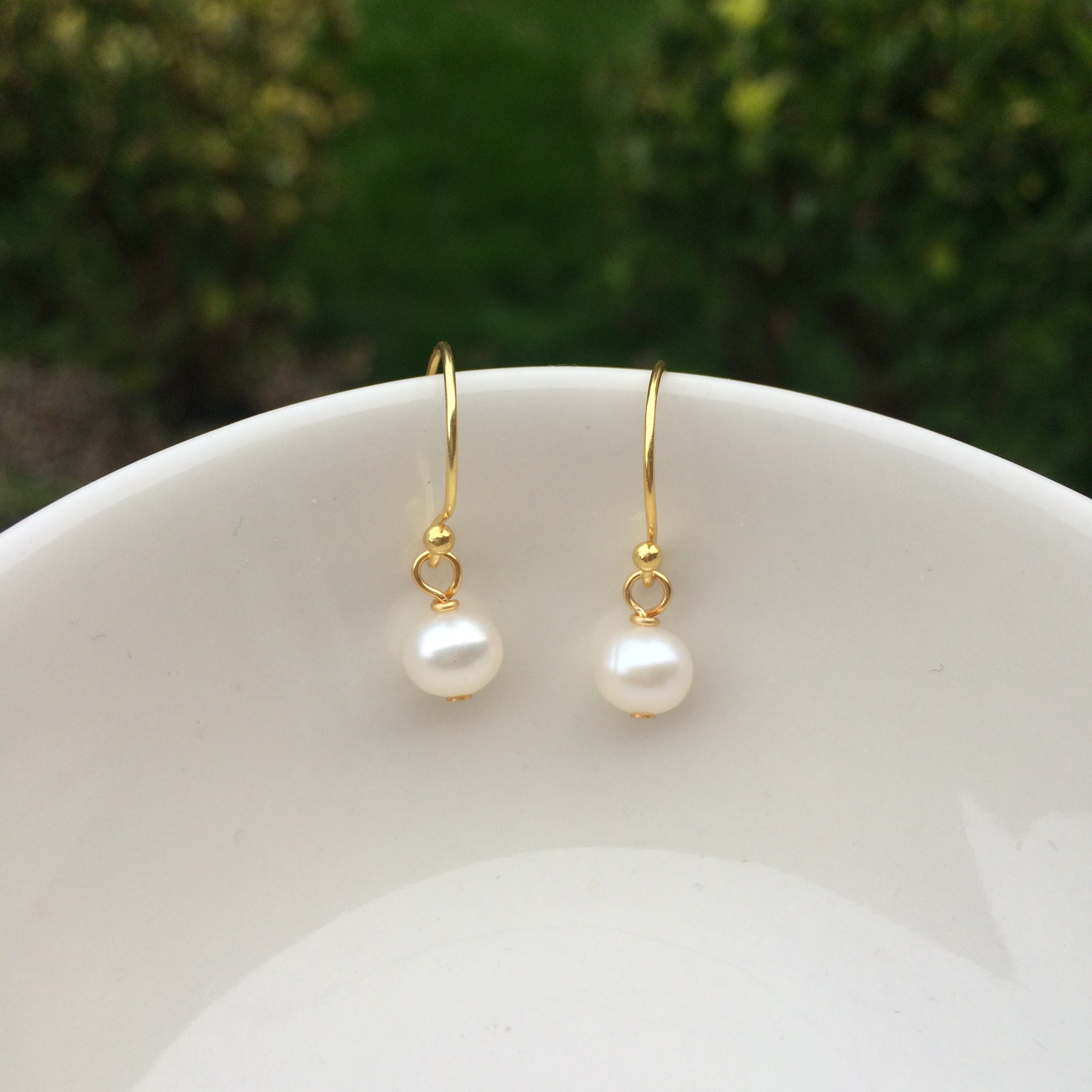 14K Gold Fill Small pearl drop earrings simple tiny 5mm AA Freshwater