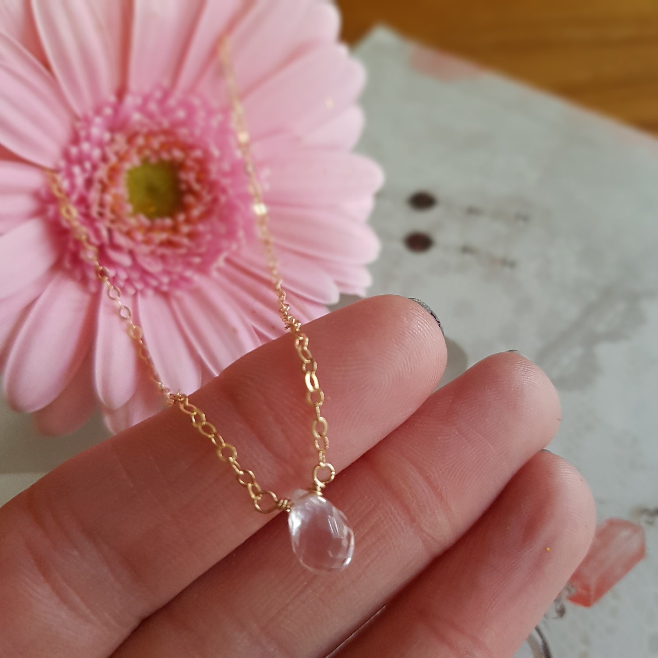 Rose gold shop gemstone necklace