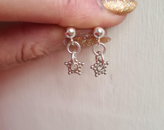 Tiny Sterling Silver star studs earrings Small Silver star stud earrings starburst Star earrings Minimalist jewellery gift for girl her him