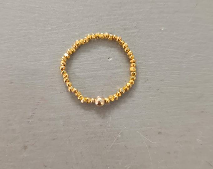 24K GOLD Vermeil STRETCH ring tiny 2mm Gold beaded ring bead stacking ring boho ring elasticated jewellery Gold jewellery Arthritis gift