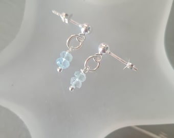 Tiny Aquamarine earrings Sterling Silver stud or 14K Gold Fill small real Aquamarine blue gemstone studs March Birthstone jewellery gift her