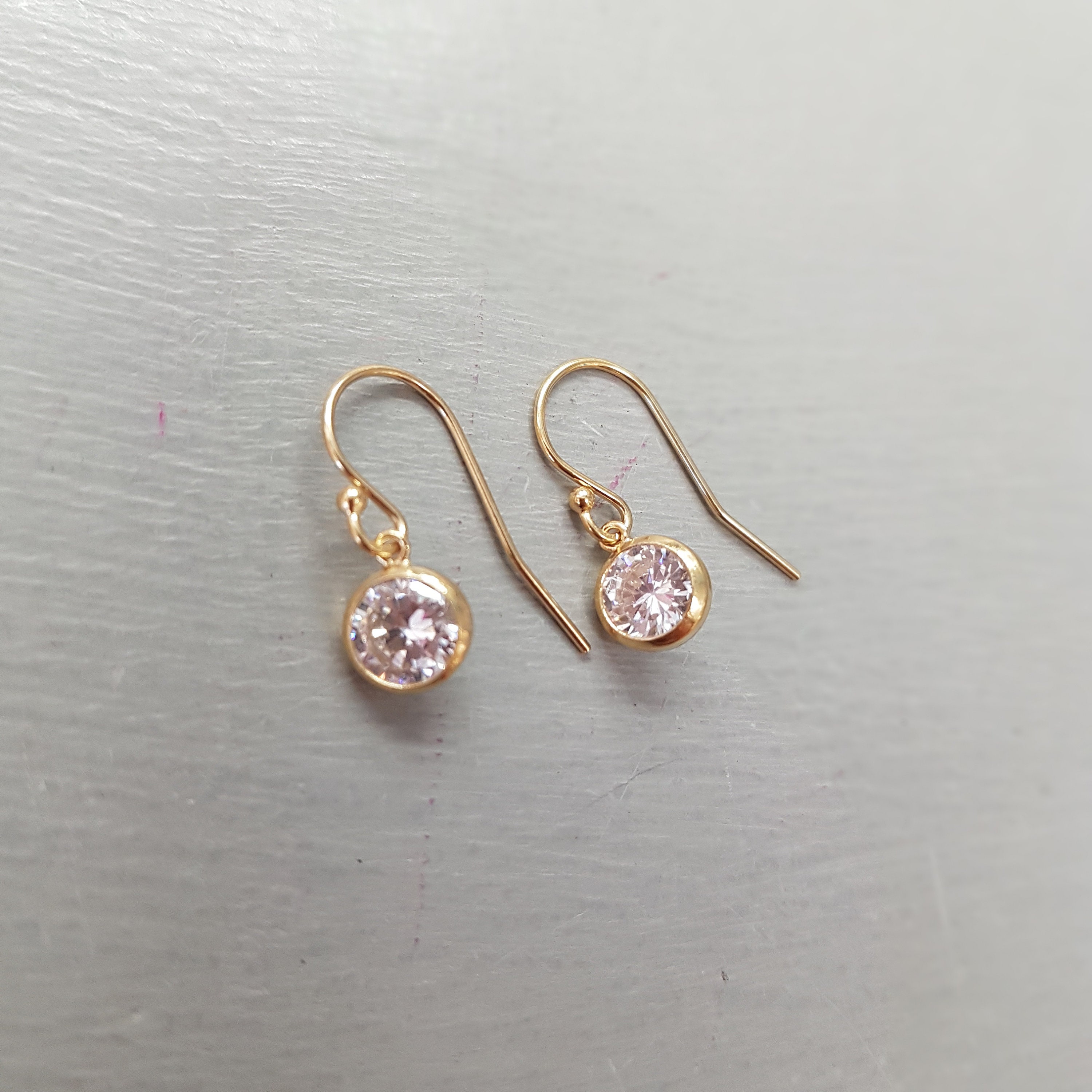 Tiny Gold Fill CZ Diamond Earrings Leverback or Rose Gold Fill - Etsy UK