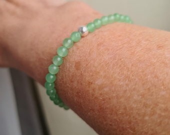GREEN JADE stretch Bracelet Sterling Silver or Gold Fill tiny 4mm green Jade gemstone bead Bracelet - Heart Chakra jewellery gift for her